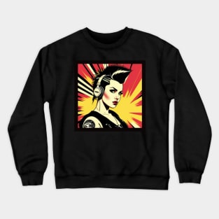 Punk Rock Girl Comic Book Style Crewneck Sweatshirt